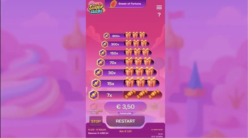 Sugar Stacks - grote winst na cash-out op de bovenste verdieping van de toren